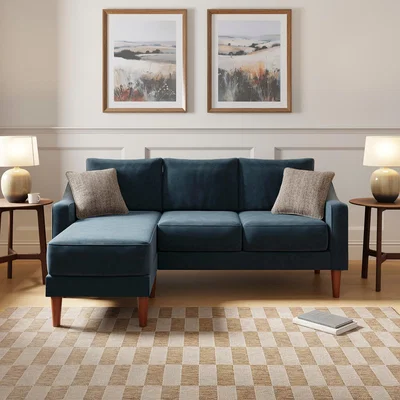 Dunelm Hugo Velvet 3 Seater Corner Chaise Sofa