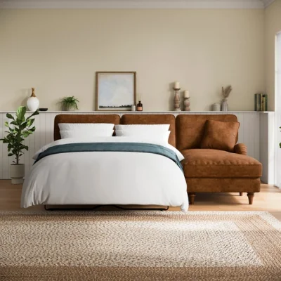 Dunelm Beatrice II Relaxed Faux Leather Corner Storage Sofa Bed