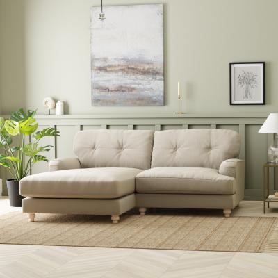 Dunelm Martha Vintage Velvet Corner Chaise Vintage Velvet Warm Sand