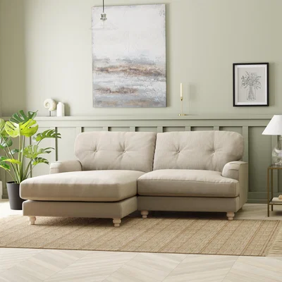 Dunelm Martha Vintage Velvet Corner Chaise Vintage Velvet Warm Sand