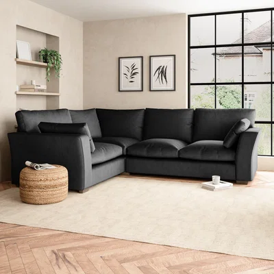 Dunelm Blakeney Luxury Velvet Corner Sofa Luxury Velvet Black