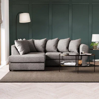 Dunelm Blake Curved Arm Chunky Chenille Corner Chaise Sofa Chunky Chenille Silver