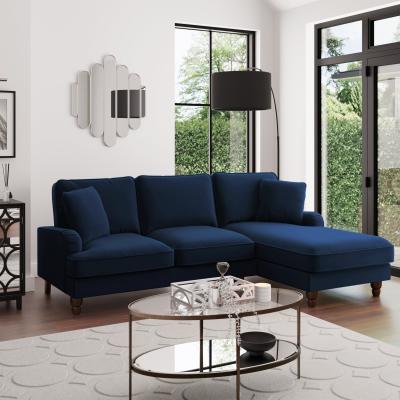 Dunelm Beatrice Matte Velvet Right Hand Corner Chaise Navy Blue