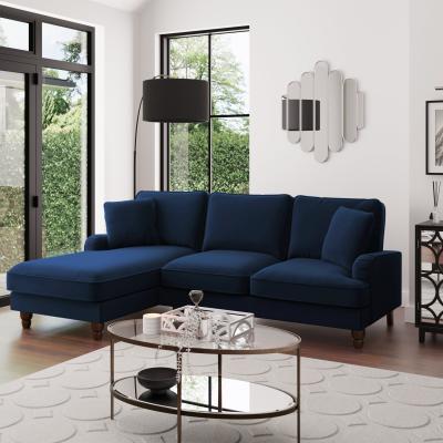 Dunelm Beatrice Velvet Left Hand Corner Sofa Luxe Navy