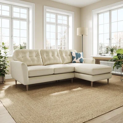 Dunelm Sven Opulent Velvet Large Corner Chaise Sofa Champagne