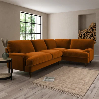 Dunelm Darwin Luxury Velvet Right Hand Corner Sofa Luxury Velvet Orange Umber