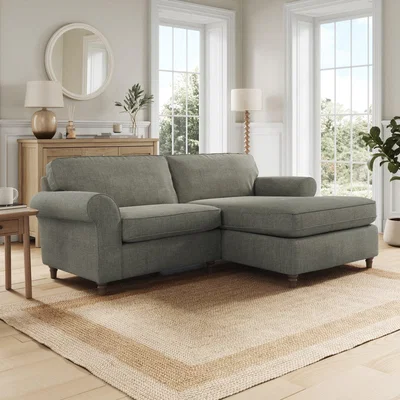 Dunelm Flori Corner Chaise Sofa, Tonal Plush Chenille Grey