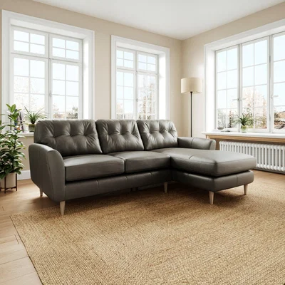 Dunelm Sven Classic Leather Large Corner Chaise Sofa