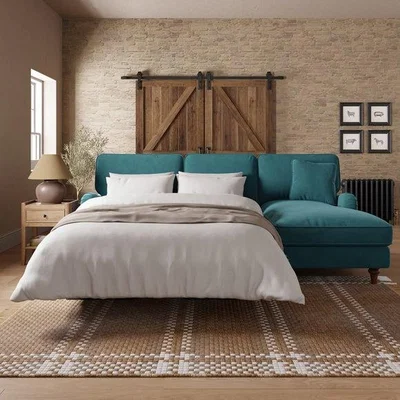 Dunelm Beatrice II Velvet Corner Sofa Bed