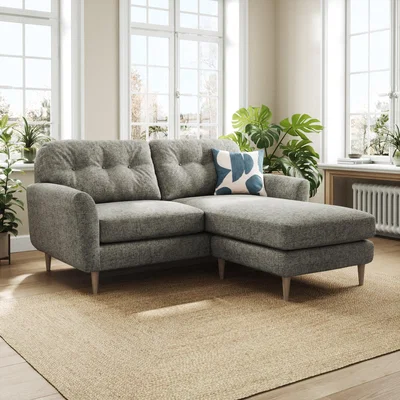 Dunelm Sven Chunky Chenille Reversible Corner Chaise Sofa Charcoal