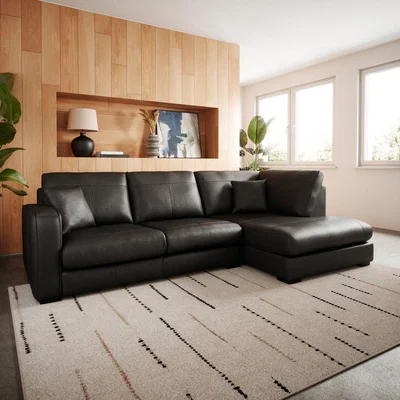 Dunelm Carson Vintage Leather Large Corner Chaise Sofa