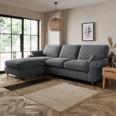Dunelm Salisbury Slub Cotton Blend Left Hand Corner Sofa Slub Cotton Black