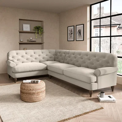 Dunelm Canterbury Luxury Velvet Left Hand Corner Sofa Luxury Velvet Natural
