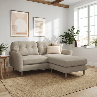 Dunelm Sven Chunky Tonal Weave Reversible Corner Chaise Sofa Natural