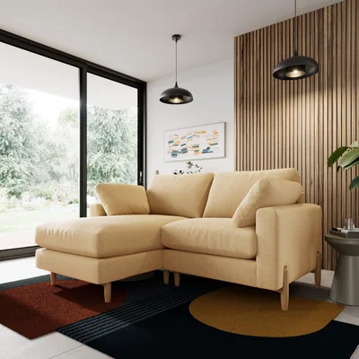 Dunelm Apollo weave Corner Chaise Sofa Multiweave Ochre