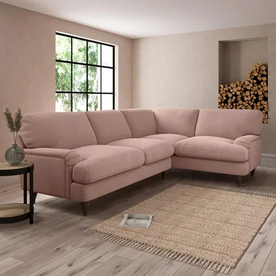 Dunelm Darwin Luxury Velvet Right Hand Corner Sofa Luxury Velvet Peach Blush
