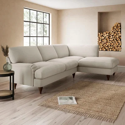 Dunelm Darwin Corner Chaise Sofa Luxury Velvet Natural