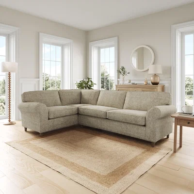Dunelm Flori Corner Sofa, Chunky Chenille Mushroom