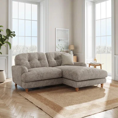 Dunelm Martha Chunky Chenille Corner Chaise Sofa Chunky Chenille Mushroom