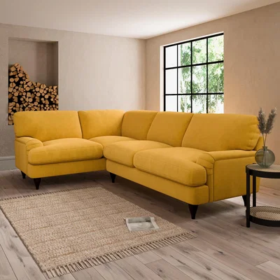 Dunelm Darwin Luxury Velvet Left Hand Corner Sofa Luxury Velvet Old Gold