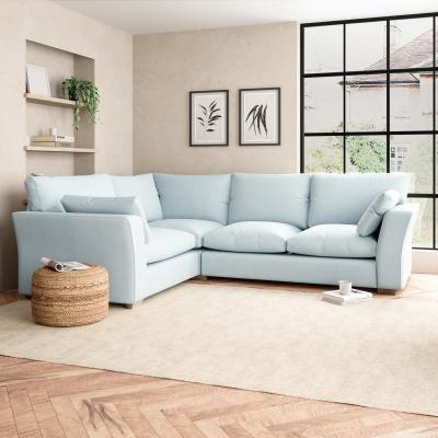 Dunelm Blakeney Slub Cotton Blend Corner Sofa Slub Cotton Light Mineral