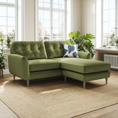 Dunelm Sven Opulent Velvet Reversible Corner Chaise Sofa Dark Olive