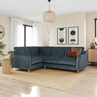 Dunelm Hattie Matte Plush Velvet Corner Sofa Matte Plush Velvet Denim