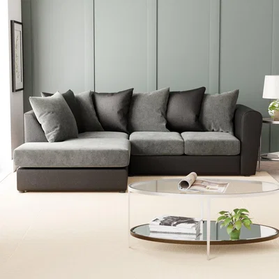 Dunelm Blake Soft Faux Leather Combo Corner Sofa Soft Faux Leather Graphite