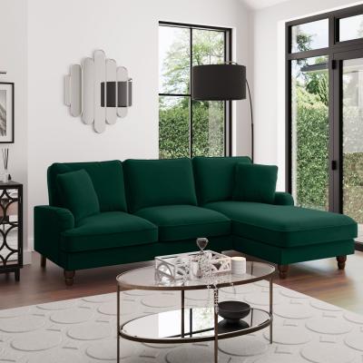Dunelm Beatrice Matte Velvet Right Hand Corner Sofa Green