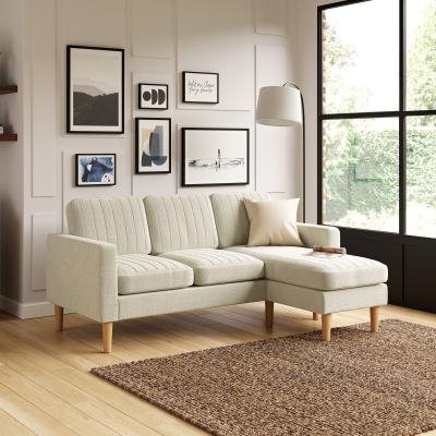 Dunelm Jacob Pleated Cosy Chenille Compact Corner Chaise Jacob Chenille Ivory