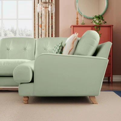 Dunelm Martha Vintage Velvet Full Corner Sofa Vintage Velvet Soft Green