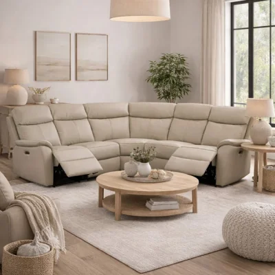 Dunelm Aspire Kingsmere Leather Power Recliner 5 Seater Corner Sofa