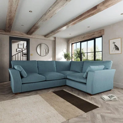 Dunelm Blakeney Corner Sofa Cosy Velvet Pacific