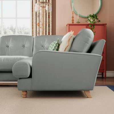 Dunelm Martha Vintage Velvet Full Corner Sofa Vintage Velvet Dove Grey