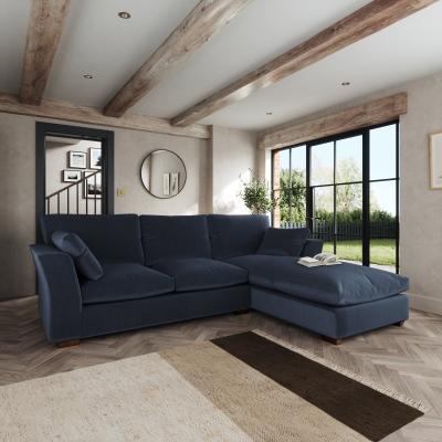 Dunelm Blakeney Corner Chaise Cosy Velvet Navy