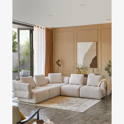 Danetti Lillian natural weave large corner sofa
