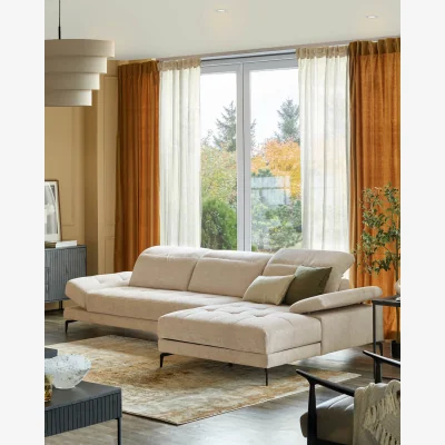 Danetti Donella ivory chenille right hand corner chaise sofa