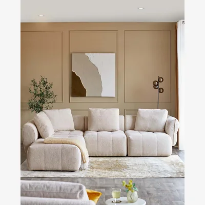 Danetti Lillian natural weave left hand corner chaise sofa