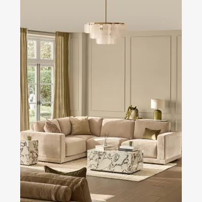 Danetti Eden champagne chenille small corner sofa