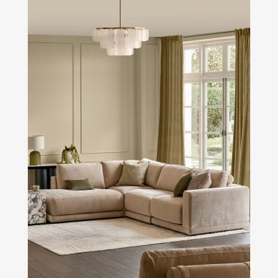 Danetti Eden champagne chenille left hand large chaise sofa