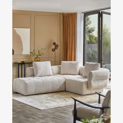 Danetti Lillian natural weave left hand small corner chaise sofa
