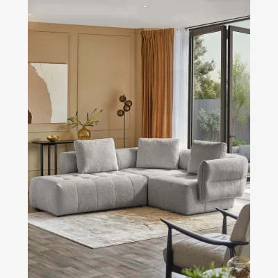 Danetti Lillian light grey fabric left hand small corner chaise sofa