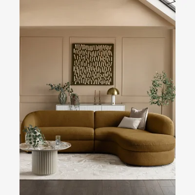 Danetti Ottilie ochre chenille right hand corner chaise sofa