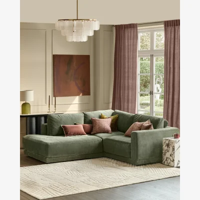 Danetti Eden dark green chenille left hand small corner chaise sofa