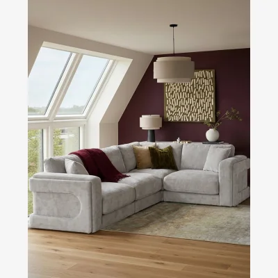 Danetti Lynetta natural grey chenille small corner sofa
