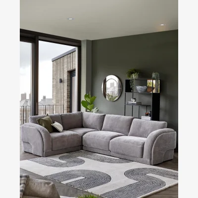 Danetti Casey mid grey chenille fabric small corner sofa