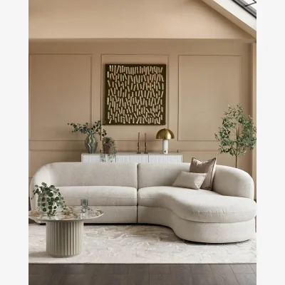 Danetti Ottilie natural fabric right hand corner chaise sofa