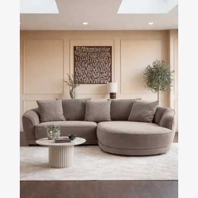 Danetti Caspian mink chenille right hand corner chaise sofa