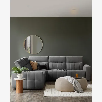 Danetti Skye dark grey fabric small corner recliner sofa
