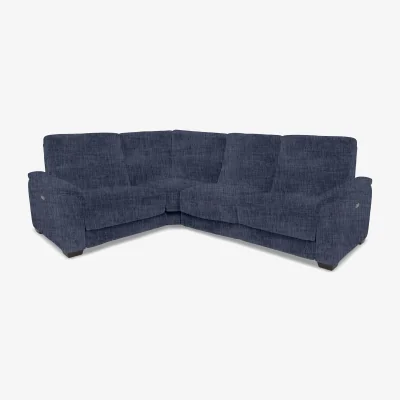 Furniture Village Saffron Small Fabric Left Hand Facing Corner Sofa with Power Recliner - Dark Denim